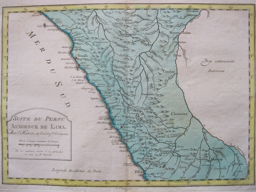 Mapa de  la costa de Perú, 1771.Bellin